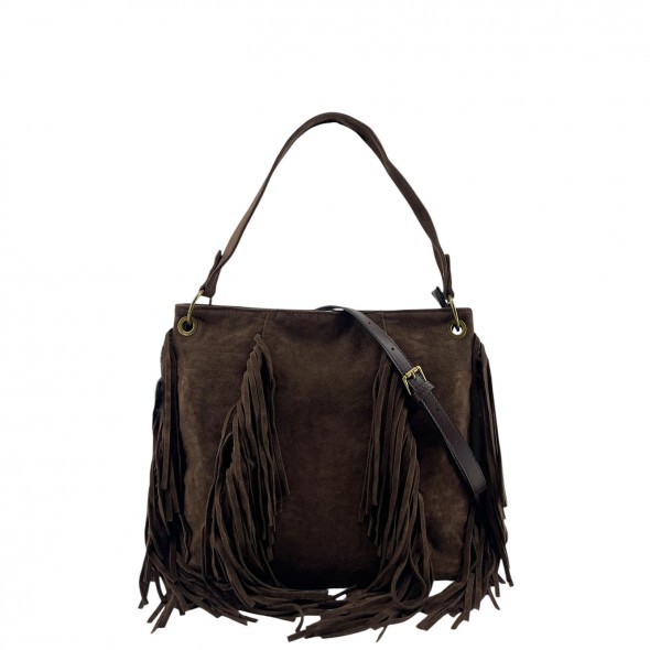 Bolso De Hombro Grande Con Flecos
